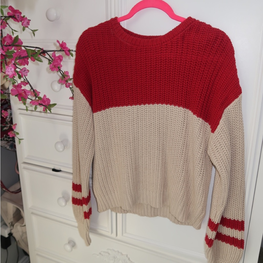 Red striped Fall sweater